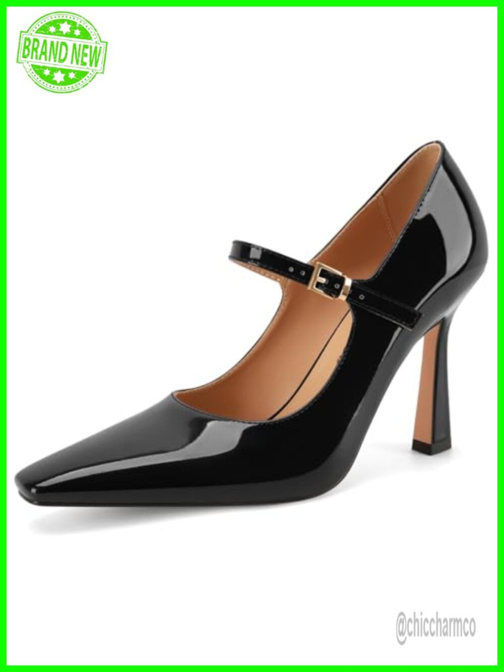 Patent Leather Mary Jane Pumps Stiletto High Heels Ankle Strap Dressy Shoes